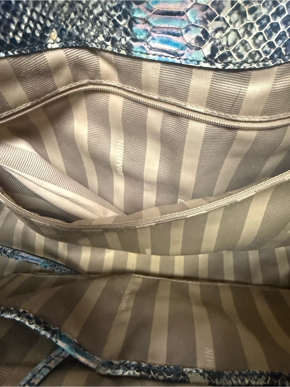 Brahmin Blue Snake-Print Hobo Shoulder Bag - Picture 9 of 9